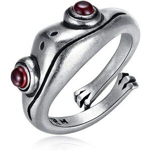 Frog Ring 990 Sterling Silver Cute Animal Jewelry Adjustable